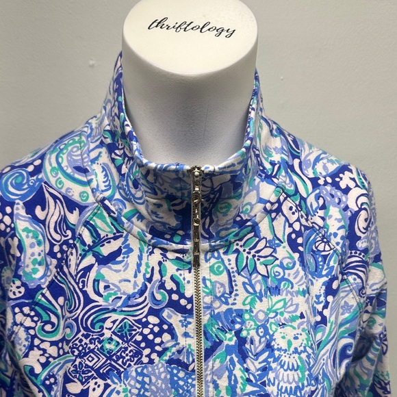 Lilly Pulitzer Skipper Popover 1/2 Zip Cotton Pullover 60 Animals Blue Small - Picture 3 of 10